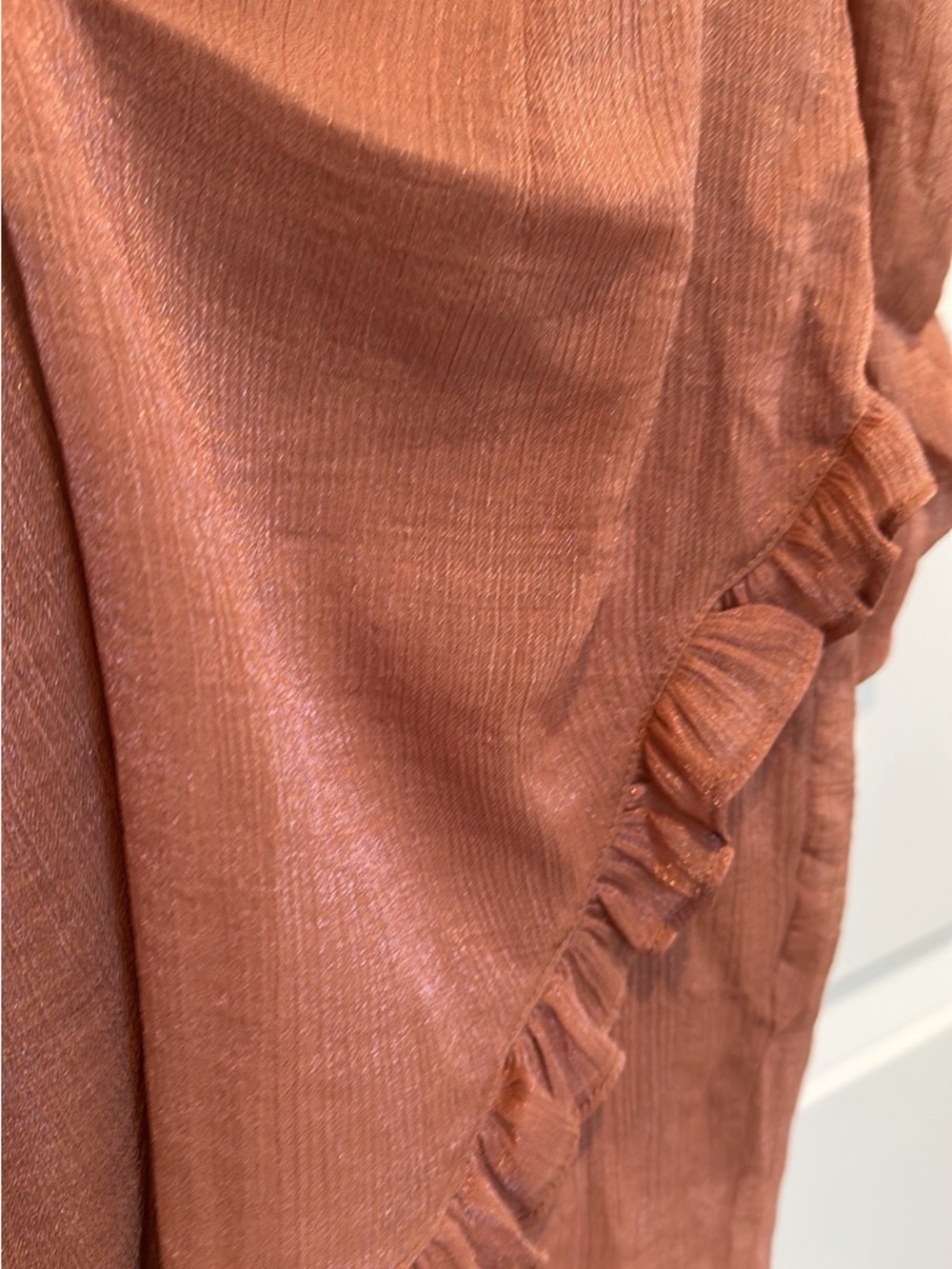 ASTR Mauve Shimmer Puff Sleeve Layered Ruffle Mini Dress XS - Picture 3 of 4